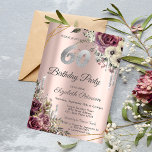 Invitation Parties scintillant Rose Gold Floral 60e anniversa<br><div class="desc">Moderne,  chic et glamour,  avec des gouttes de parties scintillant argentée,  et des fleurs sur un arrière - plan rose en or.</div>