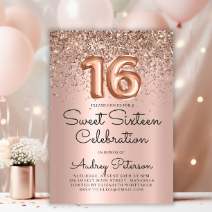 Invitation Parties scintillant rose Gold Foil Balloon Sweet 1