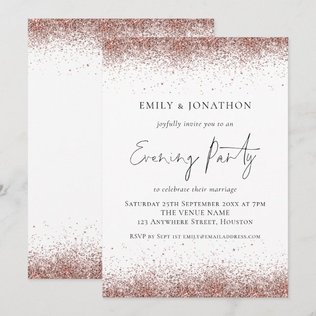 Invitation Parties scintillant rose Gold Frontières Mariage S (Devant / Derrière)