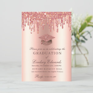 Invitation Parties scintillant Rose Gold Graduation Invitatio