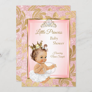 Invitation Parties scintillant rose Gold Princesse Baby showe