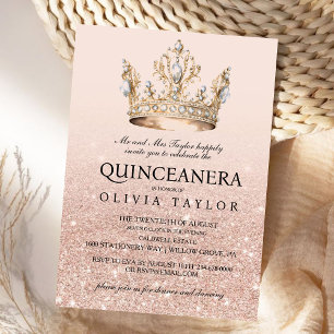 Invitation Parties scintillant rose Gold Quinceanera 15e anni