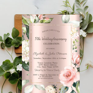 Invitation Parties scintillant Rose Gold Roses Mariages Anniv