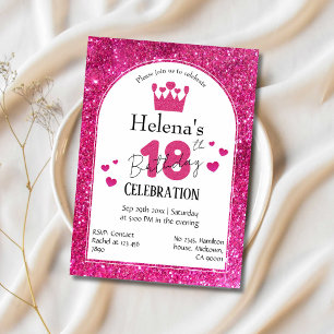 Invitation Parties scintillant rose mignon éclatant 18e anniv
