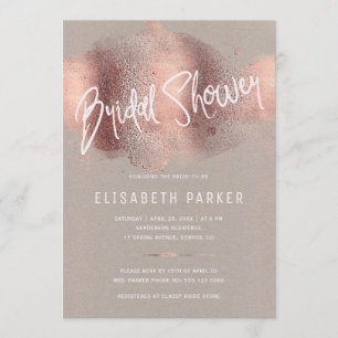 Invitation Parties scintillant rose moderne en or typographie