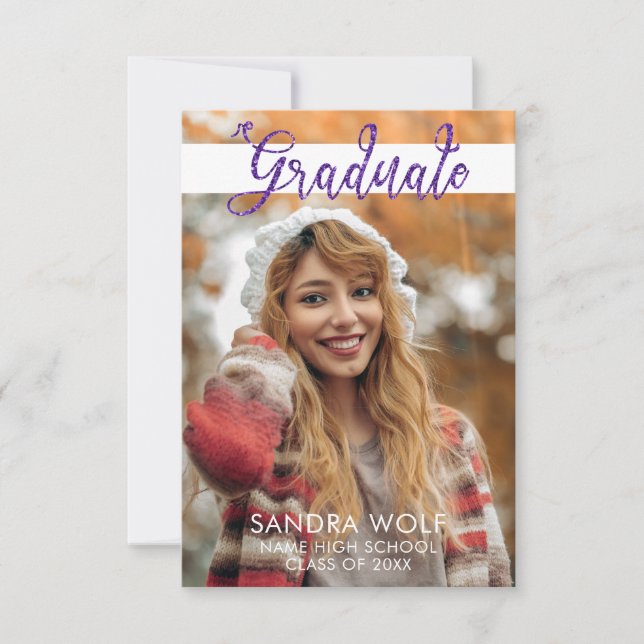 Invitation Parties scintillant rose moderne Script Photo Grad (Devant)