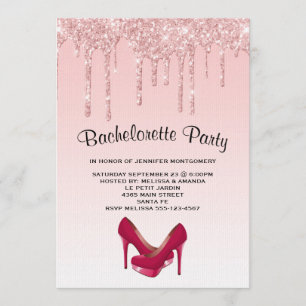 Invitation Parties scintillant rose moderne talons hauts Bach