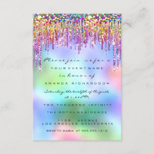 Invitation Parties scintillant Rose nuptiale 16e arc-en-ciel