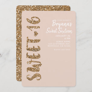 Invitation Parties scintillant Rose Or Blush Sweet 16 Seteen
