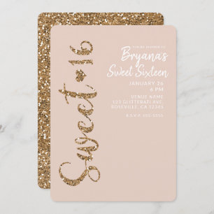 Invitation Parties scintillant Rose Or Blush Sweet 16 Seteen