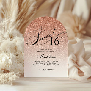 Invitation Parties scintillant rose or glam Arched Sweet 16 I
