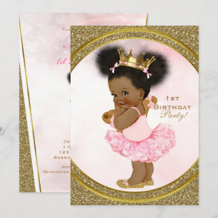 Invitation Parties scintillant rose or Princesse Vintage Baby