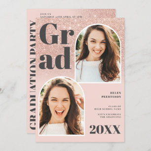 Invitation parties scintillant rose or rose arc 3 photos grad