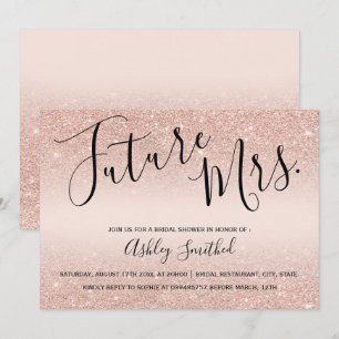 Invitation parties scintillant rose or rose vif Mme douche nu