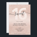 Invitation Parties scintillant rose or Sweet 16<br><div class="desc">Rose moderne élégante Parties scintillant or Sweet 16 Invitation. Conception minimaliste de modèle à 16e anniversaire avec élégante calligraphie police de script lettré main et parties scintillant en or rose bush scintillant.</div>