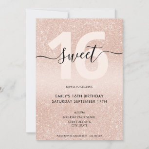 Invitation Parties scintillant rose or Sweet 16