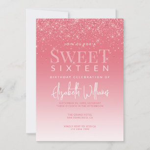 Invitation Parties scintillant rose pâle Glam Sweet sixteen A