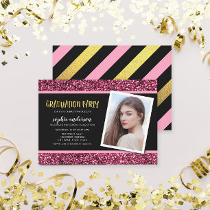 Invitation Parties scintillant rose Photo Graduation Party In