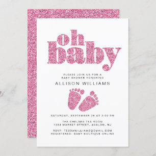 Invitation Parties scintillant rose pour la petite fille