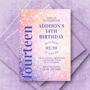 Invitation Parties scintillant rose pourpre Anniversaire