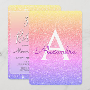 Invitation Parties scintillant rose pourpre étincelle 30e ann