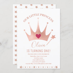 Invitation Parties scintillant rose princesse couronne aquare