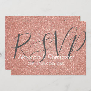 Invitation Parties scintillant Rose Rose Gold et Sparkle RSVP