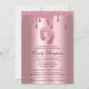Invitation Parties scintillant rose Rose Luxe Baby shower mé