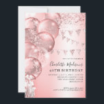 Invitation Parties scintillant rose Rose Or Balloon N'importe<br><div class="desc">Moderne Elégant rose rose rose rose Parties scintillant or étincelante Bannière Bannière N'importe quel âge Anniversaire</div>