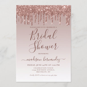 Invitation Parties scintillant rose Rose or  Éperche Fête des