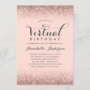Invitation Parties scintillant rose Rose or étincelle Anniver