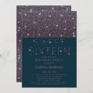 Invitation Parties scintillant rose Turquoise de luxe Sequins
