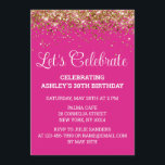 Invitation Parties scintillant rose vif 30e anniversaire Fêto<br><div class="desc">Bright Pink Gold Parties scintillant Invitation,  30e invitation de fête d'anniversaire Trente,  Fêtons digitale Any Age,  Téléchargement instantané Quarante cinquante soixante,  Personnalisé 21e 40e 50e 60e,  Élégant Milestone modèle Sweet 16,  Personnalisé 18e Glam Golden Confetti,  Calligraphie adulte Design moderne,  Chic tendance simple pour elle,  Bling 16ème quinceanera 15ème célébration</div>
