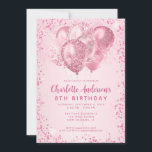 Invitation Parties scintillant rose vif Étincelle Anniversair<br><div class="desc">Glam moderne Blush Parties scintillant rose étincelante Balloon Feminine Anniversaire de enfant Invitation</div>