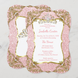 Invitation Parties scintillant rose vif fête d'anniversaire G