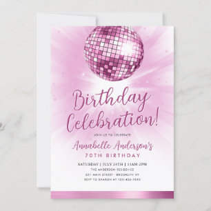 Invitation Parties scintillant rose vif les années 70 fête Di