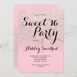 Invitation parties scintillant rose vif moderne  sombre Sweet