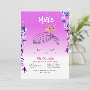 Invitation Parties scintillant rose vif Princesse Girls Anniv