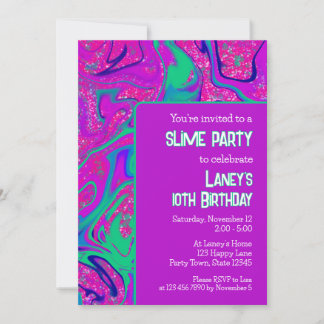 Invitation Parties scintillant rose violet clair fête d'anniv