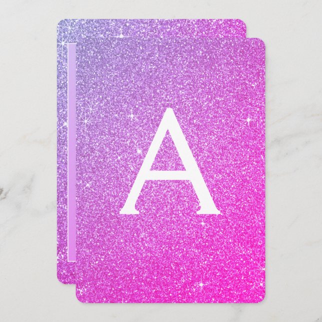 Invitation Parties scintillant rose violet étincelle Fille fê (Devant / Derrière)