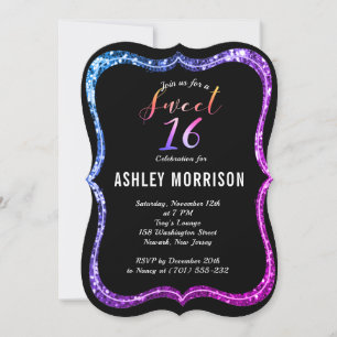 Invitation Parties scintillant rose violet noir moderne Sweet
