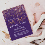 Invitation Parties scintillant Rose violet or  Fringe rideau<br><div class="desc">Cette invitation glamour et de luxe Sweet sixteen anniversaire est le design parfait pour l'événement spécial de votre jeune fille adolescente. Il est doté d'un rideau de frange de parties scintillant en or rose faux brillant avec une typographie de parties scintillant sur le dessus d'un simple arrière - plan violet...</div>