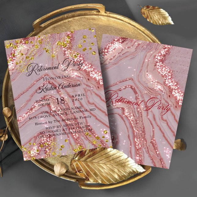 Invitation Parties scintillant Rosy Retraite (Créateur téléchargé)