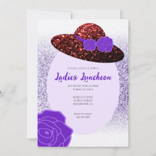 Invitation Parties scintillant rouge casquette lavande violet
