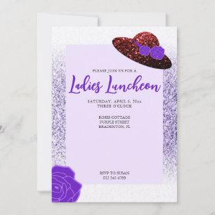 Invitation Parties scintillant rouge casquette lavande violet