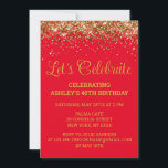 Invitation Parties scintillant rouge et or 40e anniversaire F<br><div class="desc">Invitation Parties scintillant rouge et or, 40e invitation de fête d'anniversaire Quarante, Fêtons le numérique N'importe quel âge, Téléchargement instantané Cinquante soixante-dix, Personnalisé 21e 50e 70e, Élégant Jalon modèle Sweet 16, Personnalisé 18e Glam Golden Confetti, Calligraphie adulte Moderne Écriture stylée, Chic simple à la mode pour elle, 16e quinceanera de...</div>