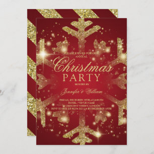 Invitation Parties scintillant rouge et or Feu de neige Fête 