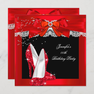 Invitation Parties scintillant rouge haute chaussure fête d'a