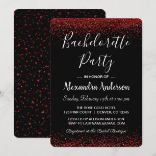 Invitation Parties scintillant Rouge Rose Étincelle Bachelore