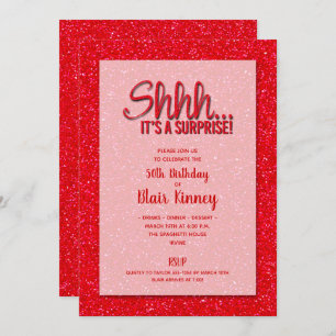 Invitation Parties scintillant rouge SURPRISE Anniversaire